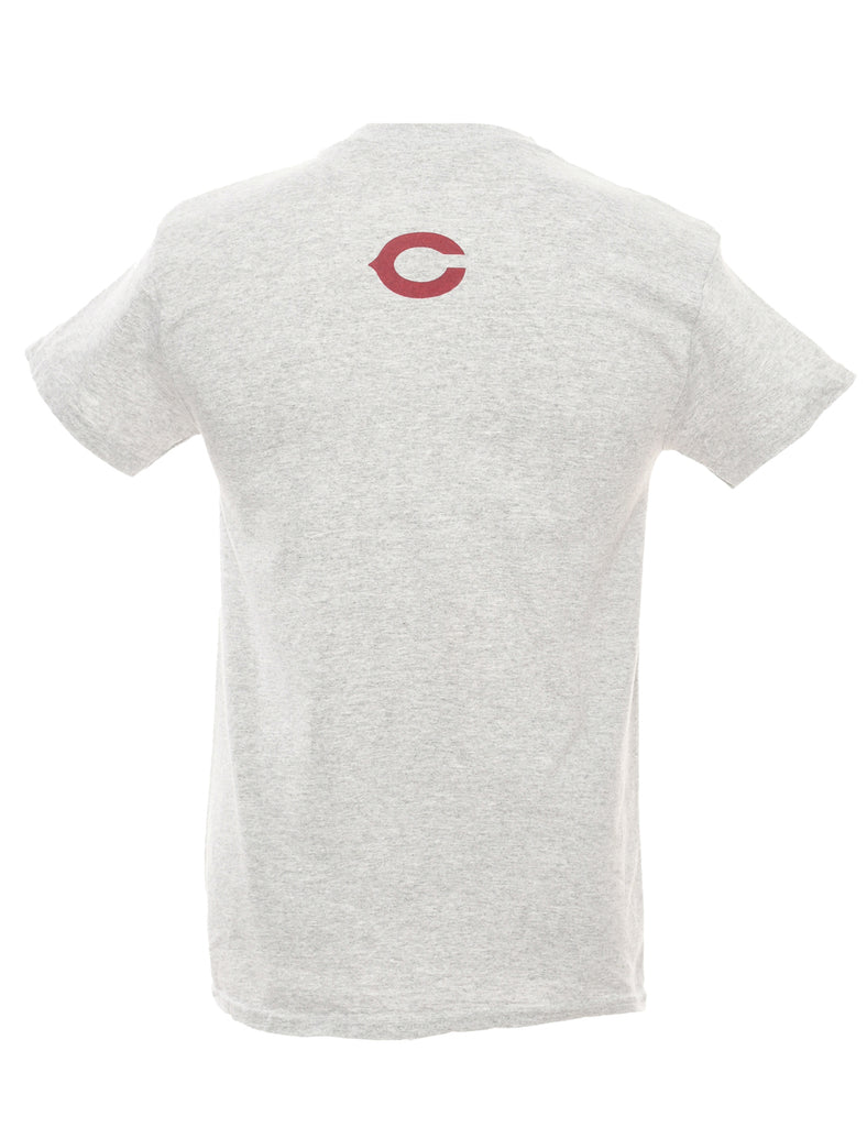Gildan Grey & Maroon Printed T-shirt - S