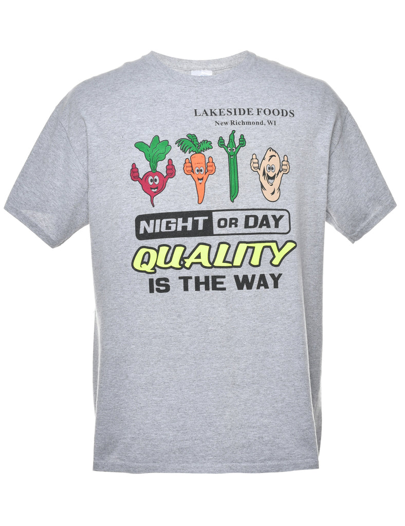 Gildan Grey Printed T-shirt - L