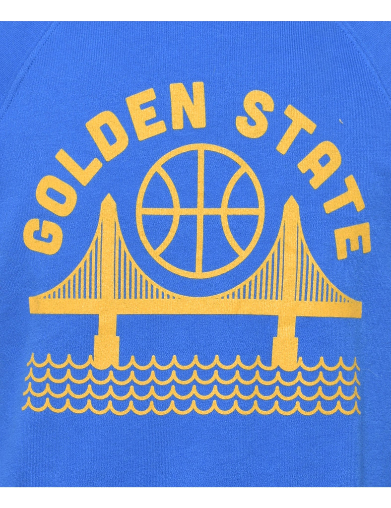 Golden State Printed Blue & Yellow Sweatshirt - S