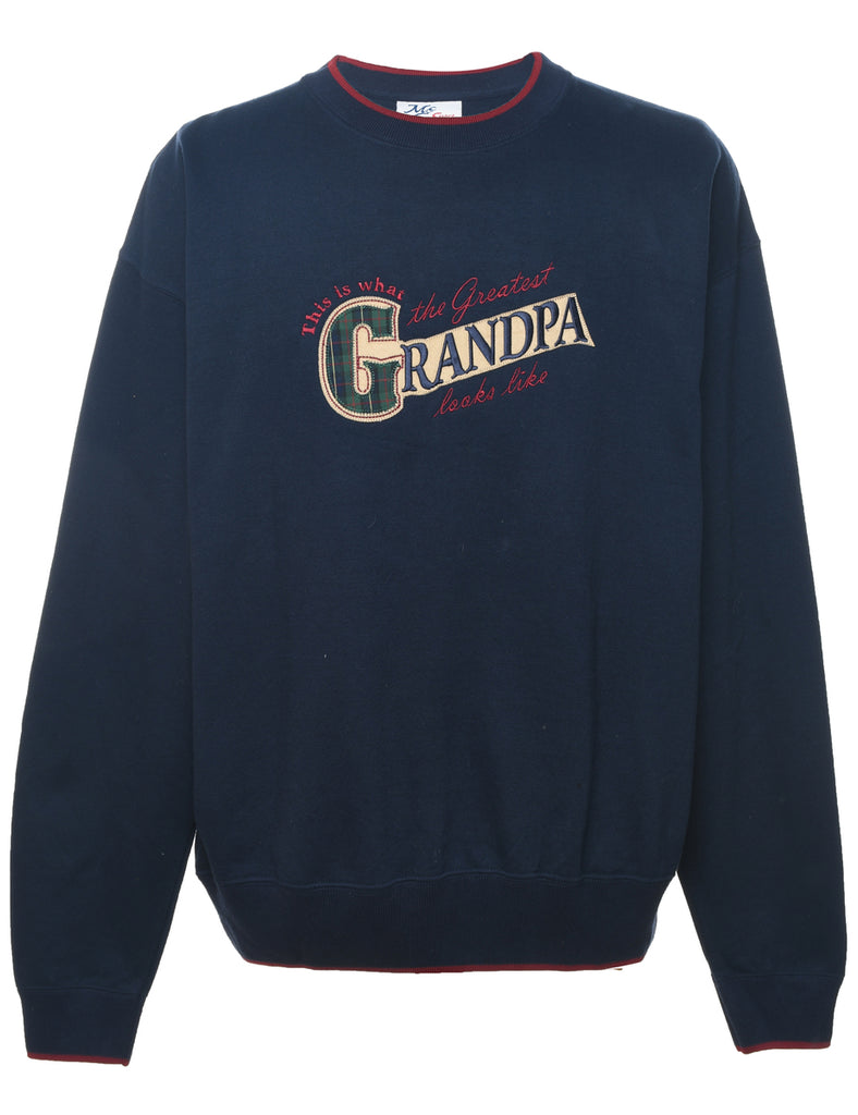 Grandpa Embroidered Navy Sweatshirt - L