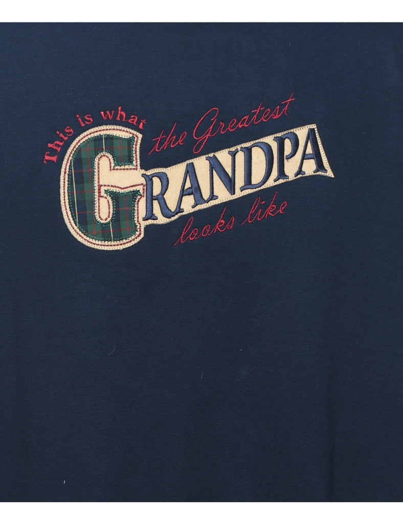 Grandpa Embroidered Navy Sweatshirt - L