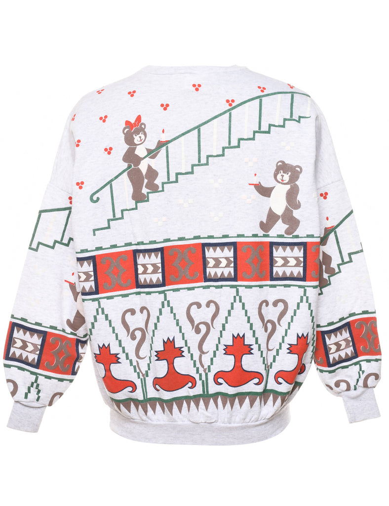 Graphic Teddy Bear Design Multi-Colour Sweatshirt - S