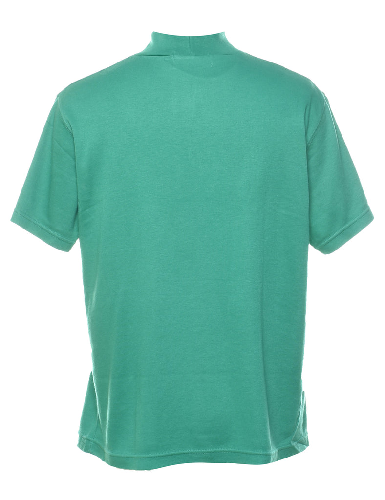 Green Plain High Neck T-shirt - M