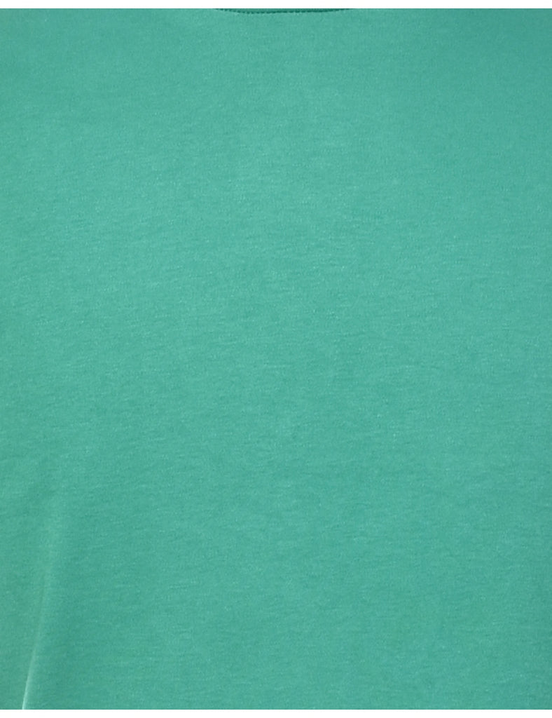 Green Plain High Neck T-shirt - M