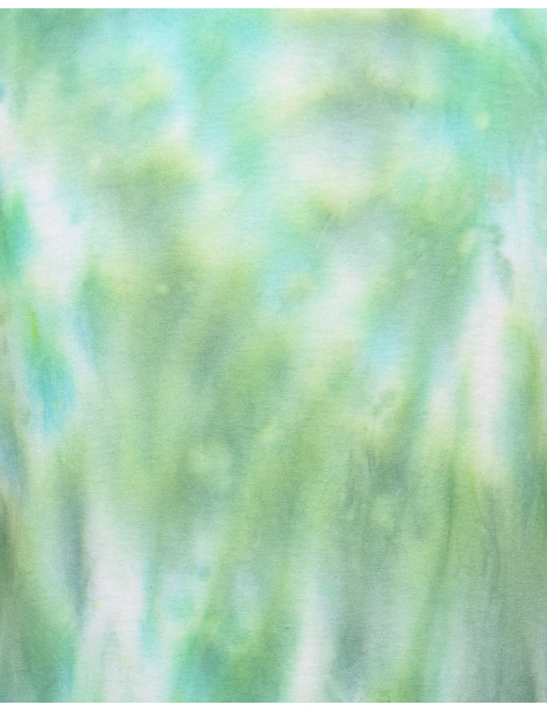 Green Tie Dye Design T-Shirt - M