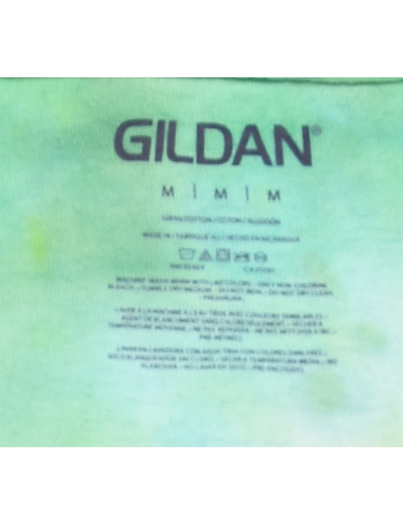Green Tie Dye Design T-Shirt - M