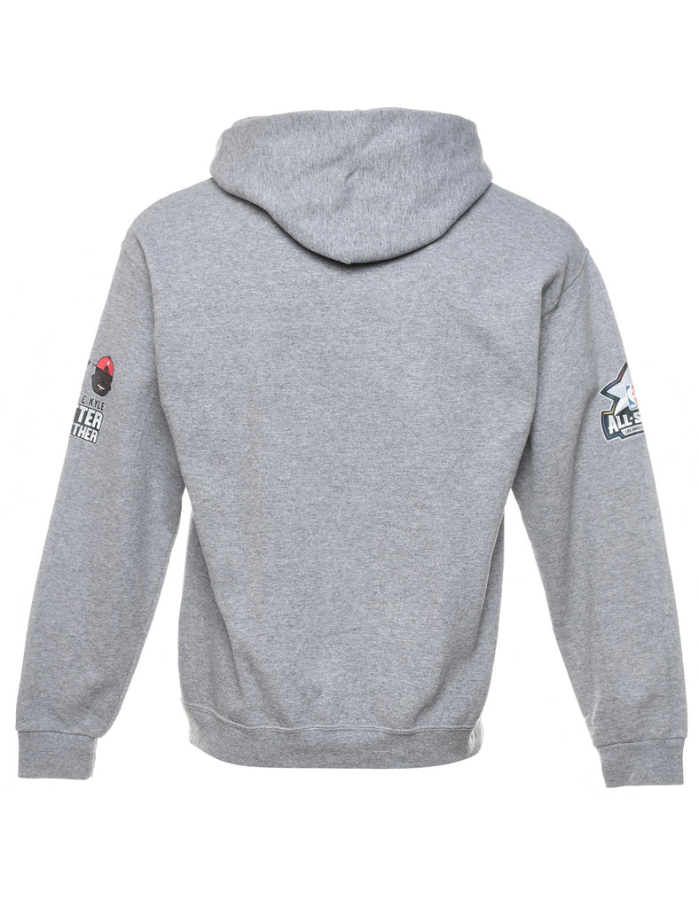 Grey 1990s Outkast Printed Hoodie - M
