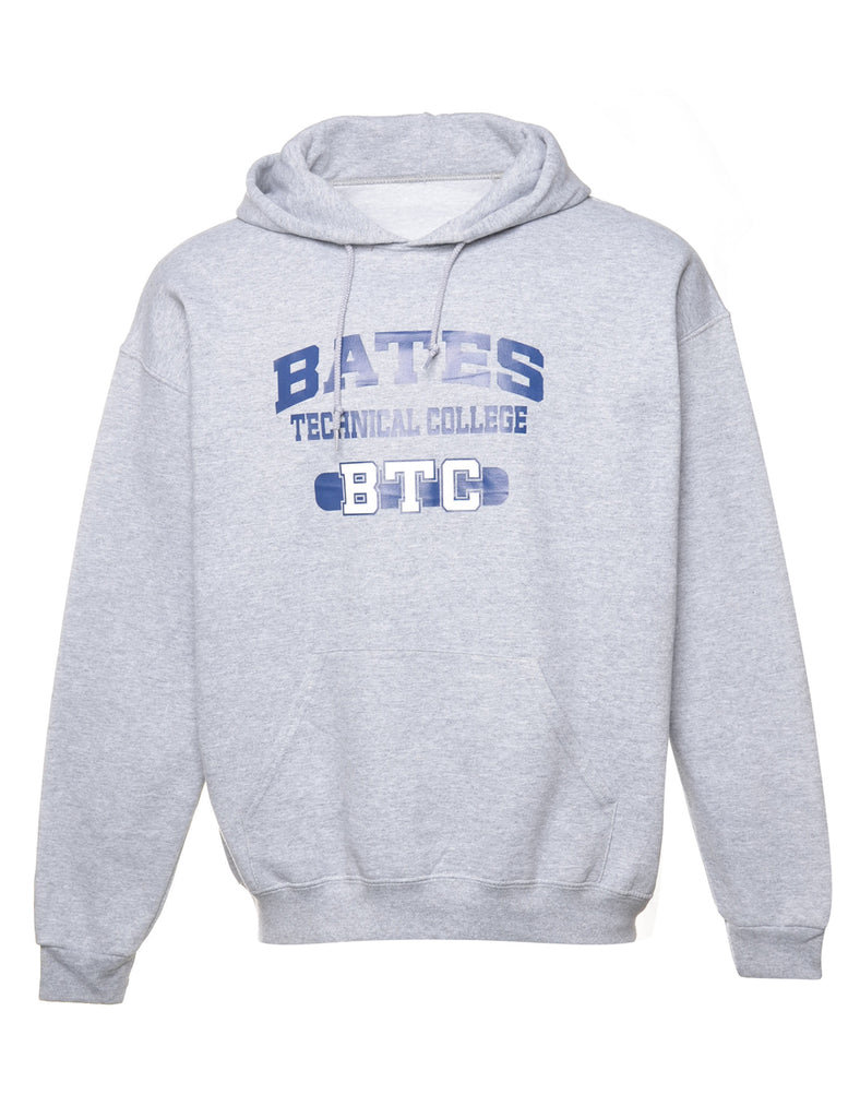 Grey Bates Printed Hoodie - L