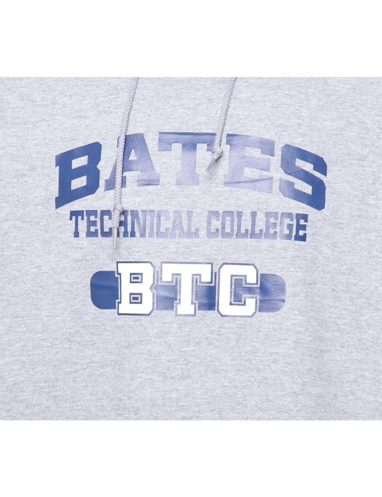 Grey Bates Printed Hoodie - L