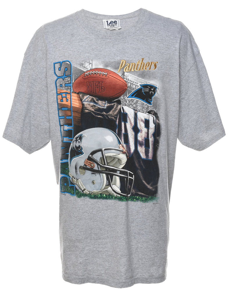 Grey & Blue Carolina Panthers Design Lee T-Shirt - XL