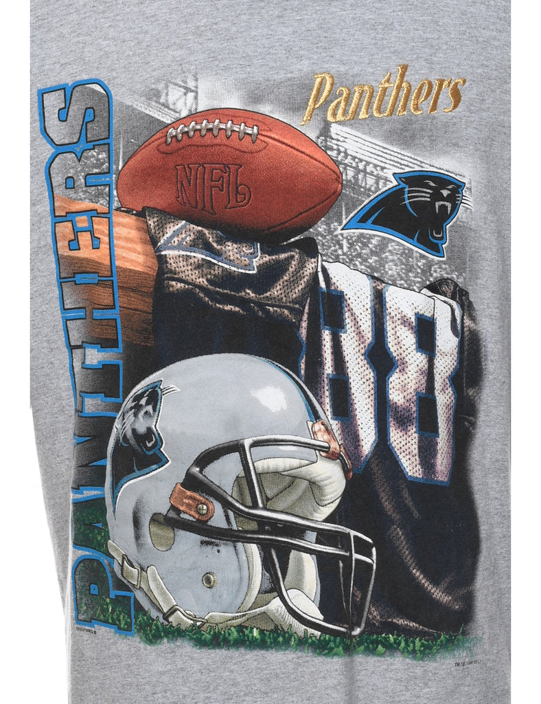 Grey & Blue Carolina Panthers Design Lee T-Shirt - XL