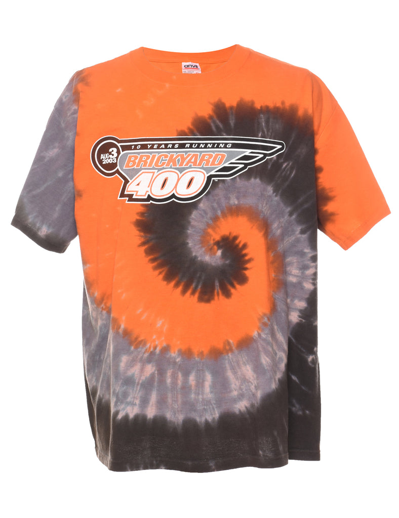 Grey & Orange Brickyard 400 Tie Dye T-shirt - XL