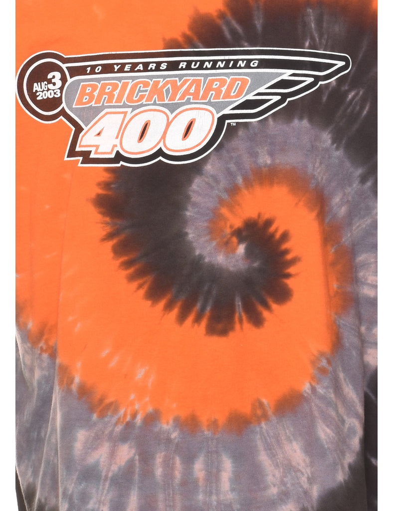 Grey & Orange Brickyard 400 Tie Dye T-shirt - XL