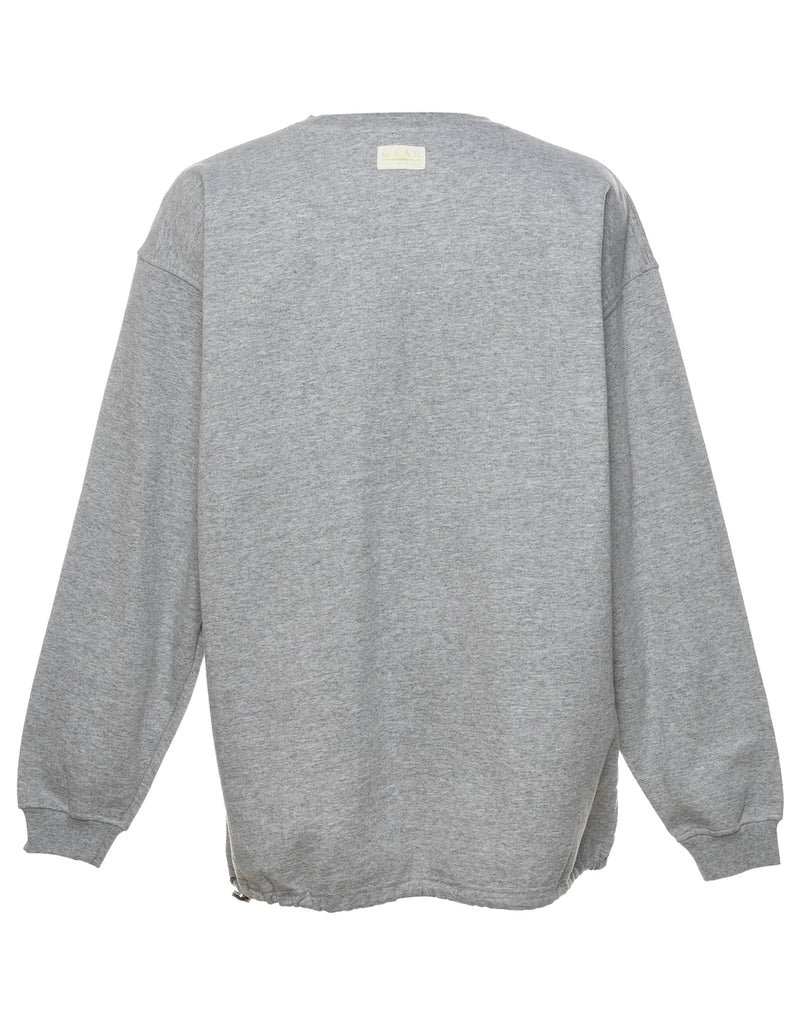 Grey Printed College Design Sweatshirt - XL