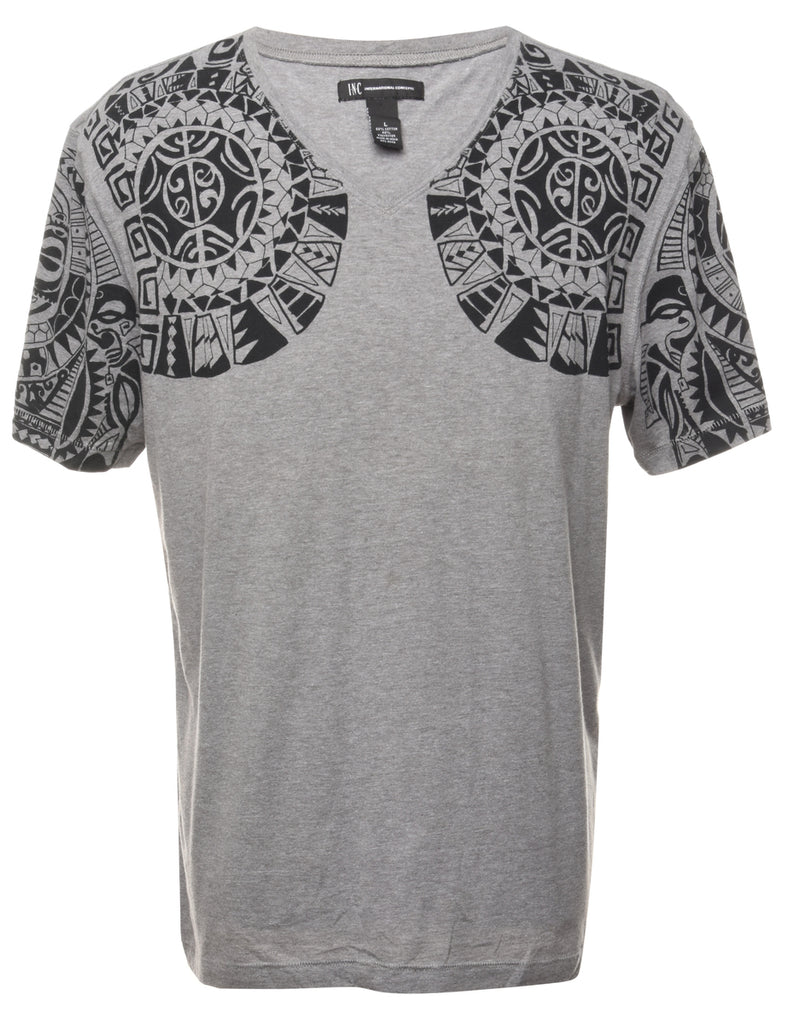 Grey Printed T-shirt - L