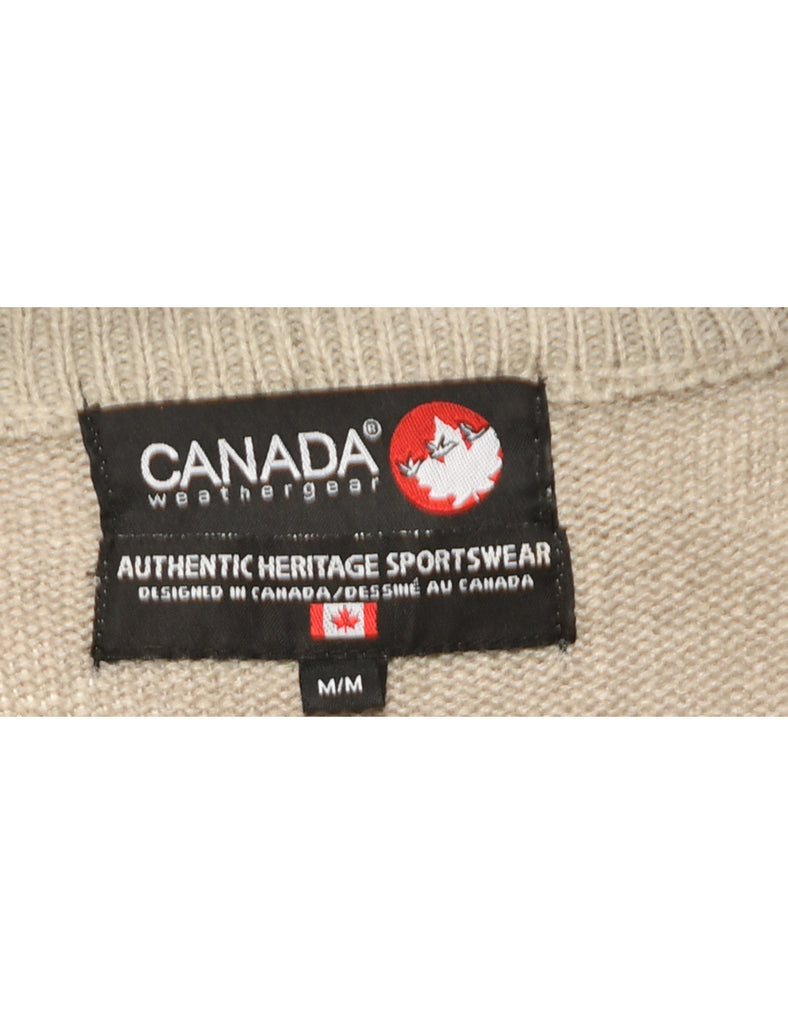 Grey & Red Nordic Jumper - M