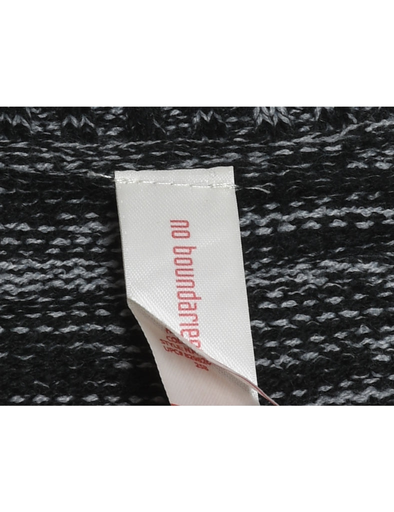 Grey & Red Striped Knit Christmas Jumper  - M