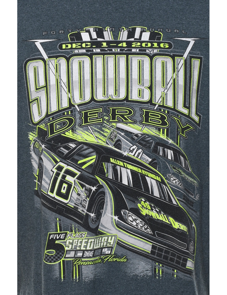 Grey Snowball Derby Lime Green & Grey T-Shirt - XL