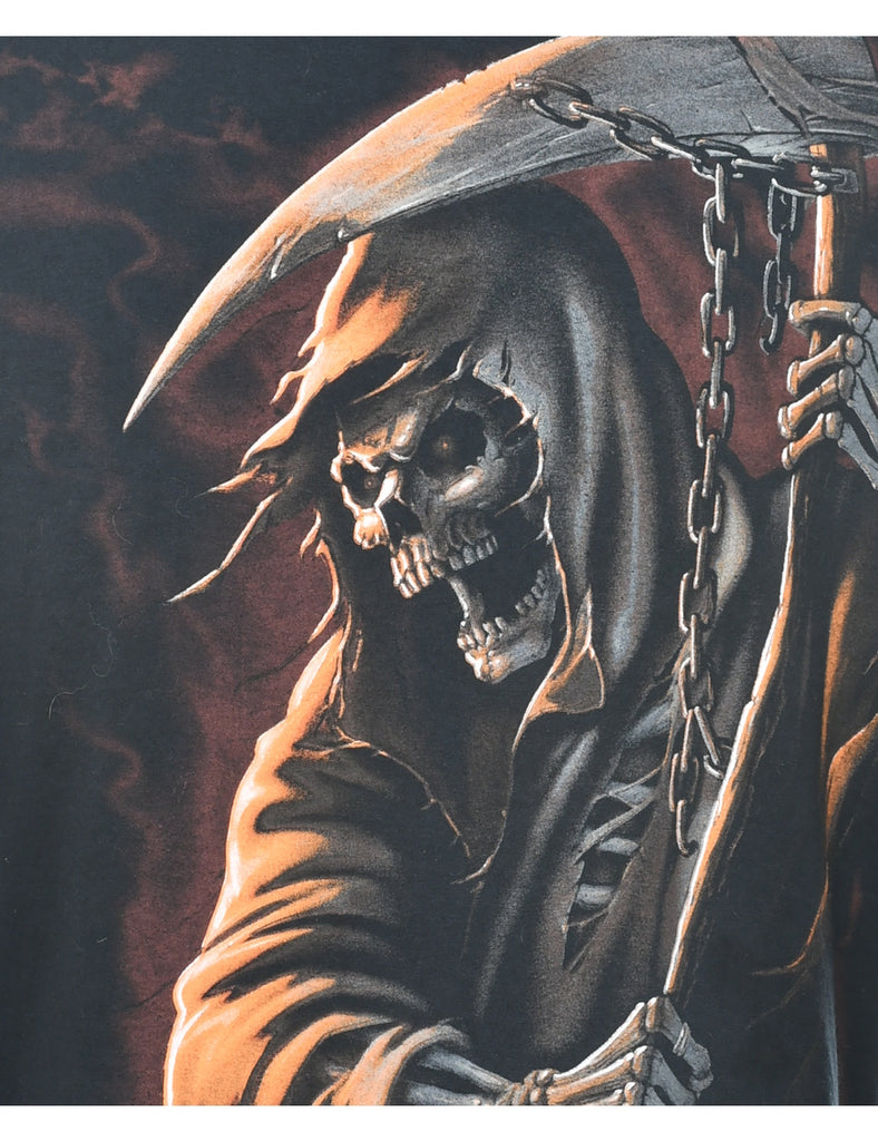 Grim Reaper Printed Black T-shirt - L