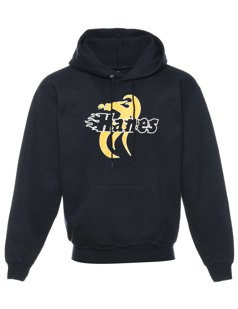 Hanes Black & Yellow Printed Hoodie - M