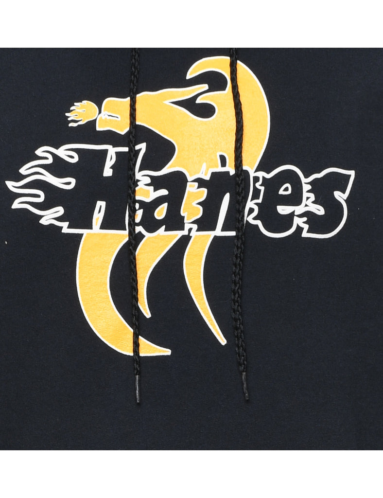 Hanes Black & Yellow Printed Hoodie - M