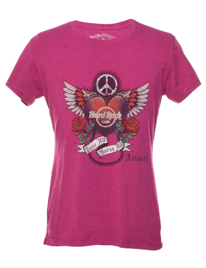 Hard Rock Cafe Printed Y2K T-Shirt - L