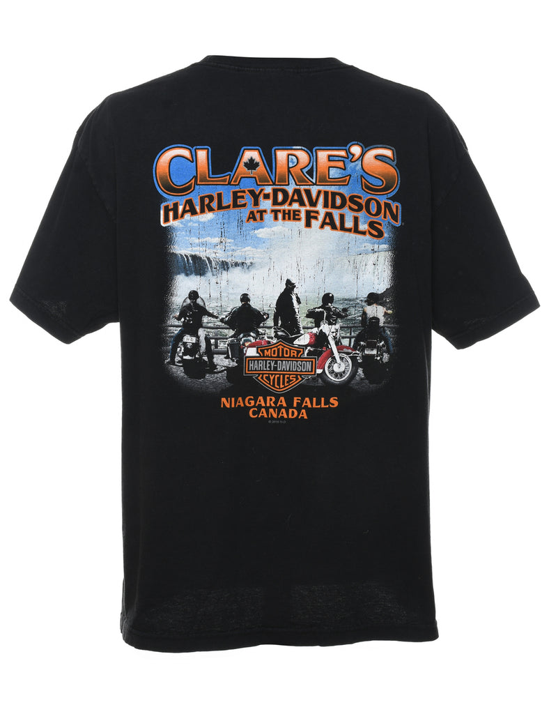 Harley Davidson Black Graphic Printed T-shirt - XL