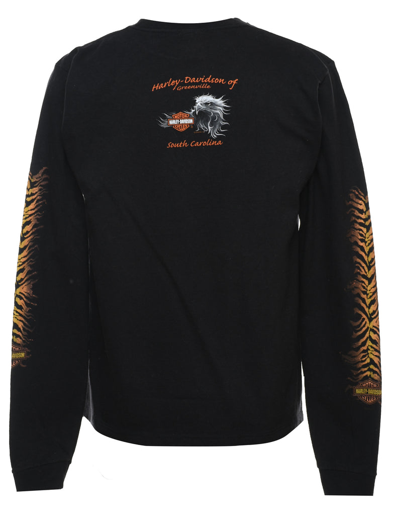 Harley Davidson Black & Orange Tiger Print T-shirt - M