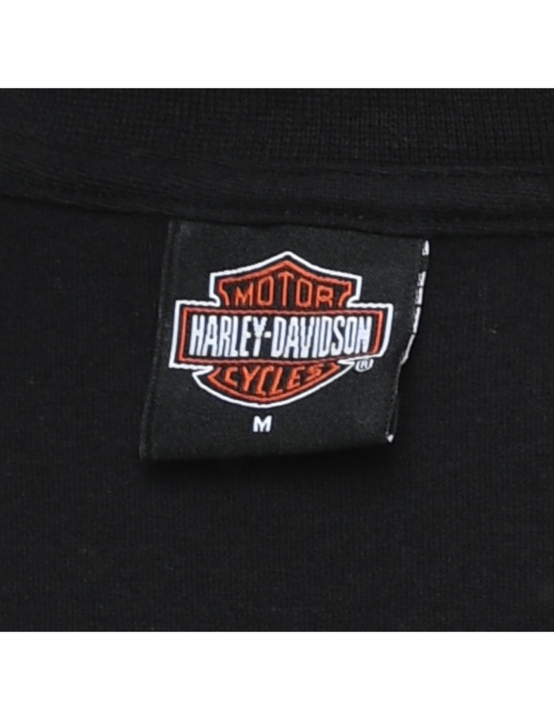 Harley Davidson Black & Orange Tiger Print T-shirt - M