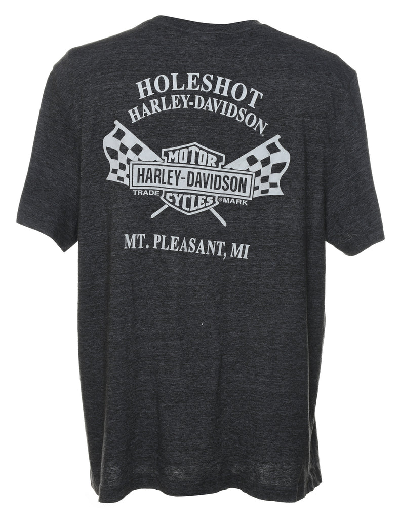 Harley Davidson Black & Red Printed T-shirt - XL