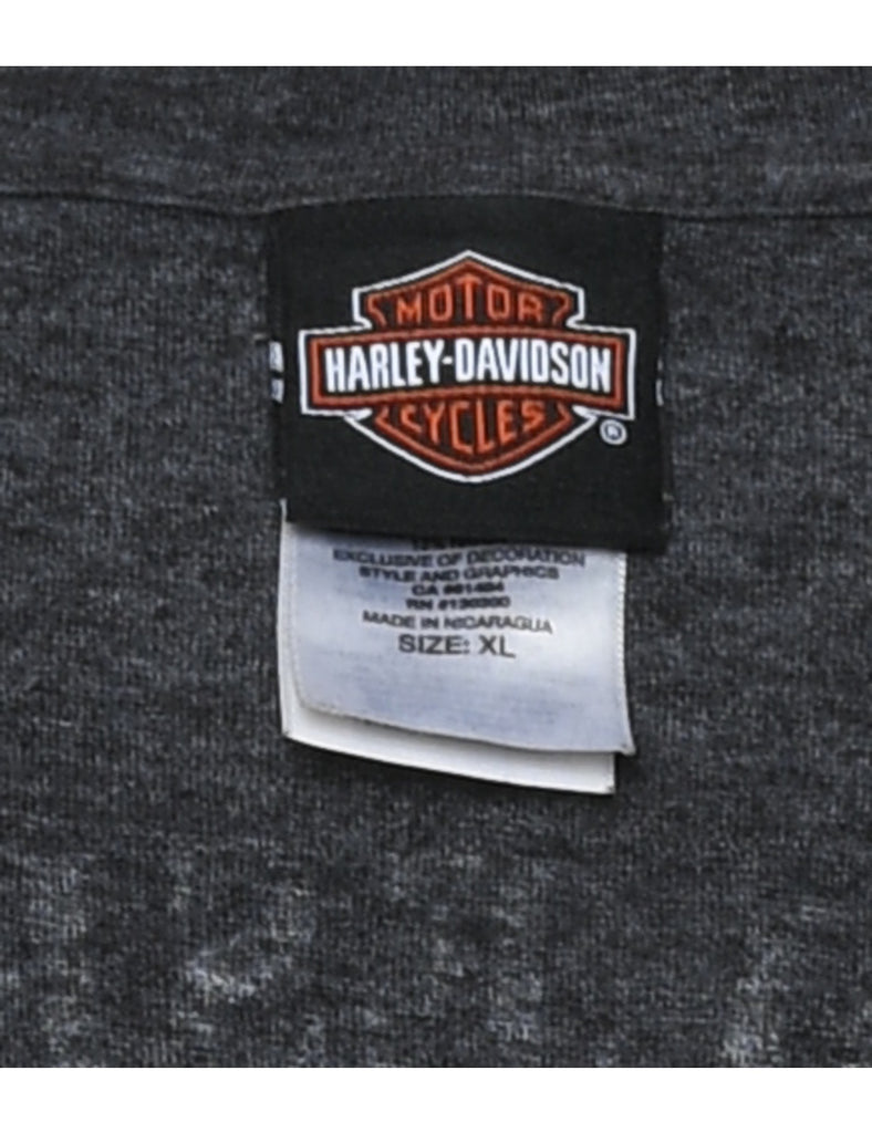 Harley Davidson Black & Red Printed T-shirt - XL
