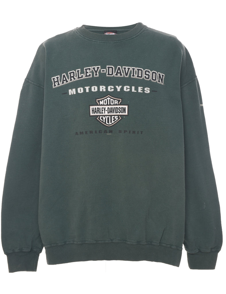 Harley Davidson Green Embroidered Sweatshirt - XL