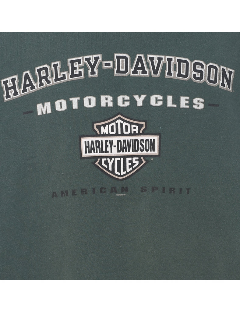 Harley Davidson Green Embroidered Sweatshirt - XL