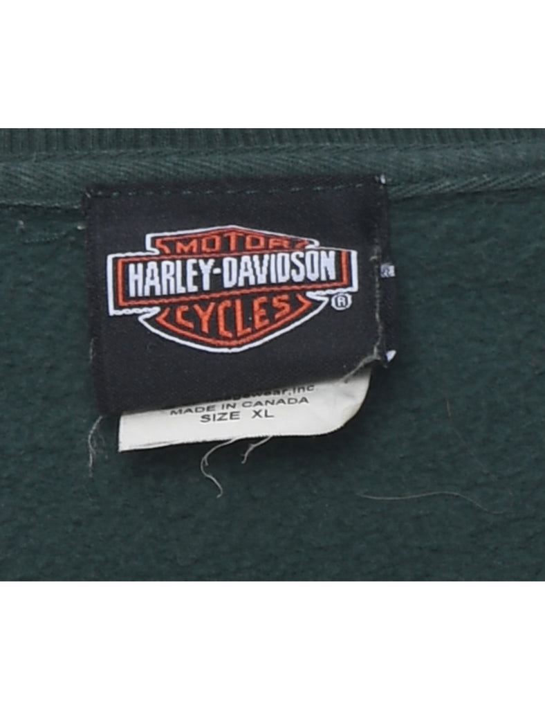 Harley Davidson Green Embroidered Sweatshirt - XL