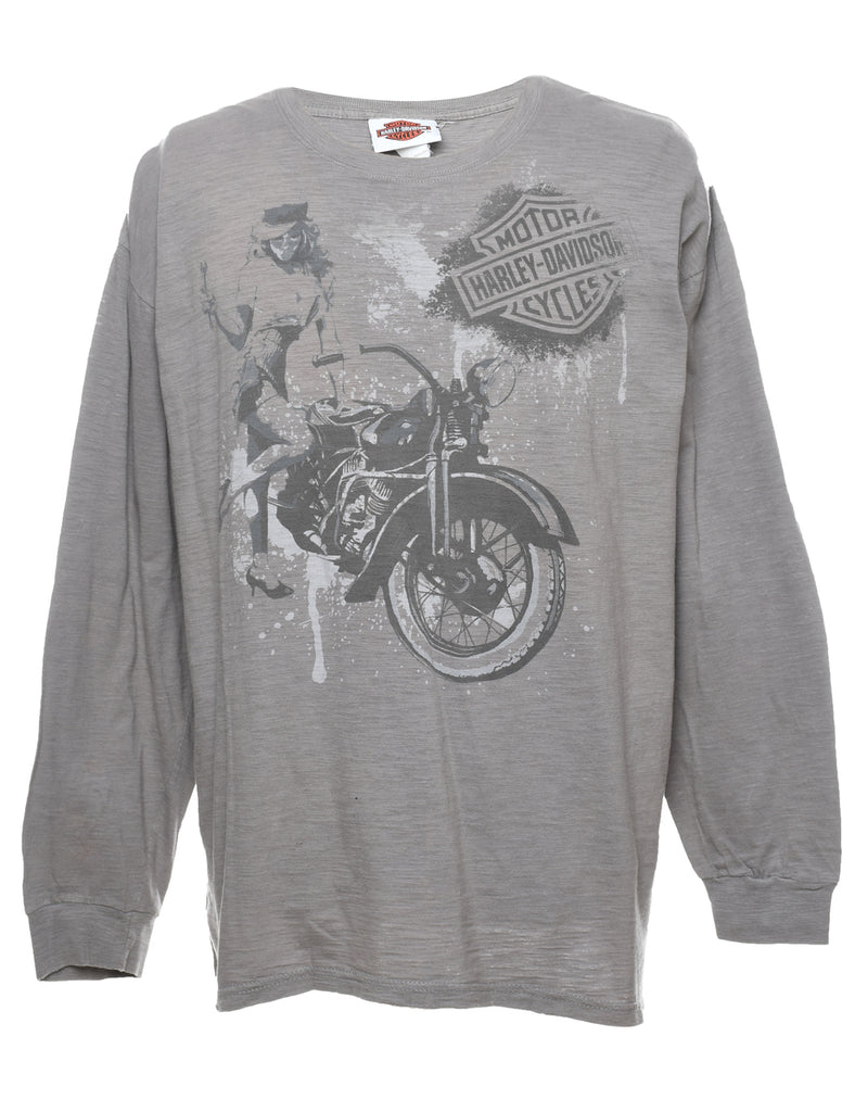Harley Davidson Grey Printed T-shirt - XL