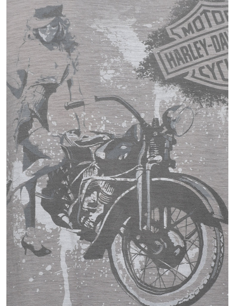 Harley Davidson Grey Printed T-shirt - XL