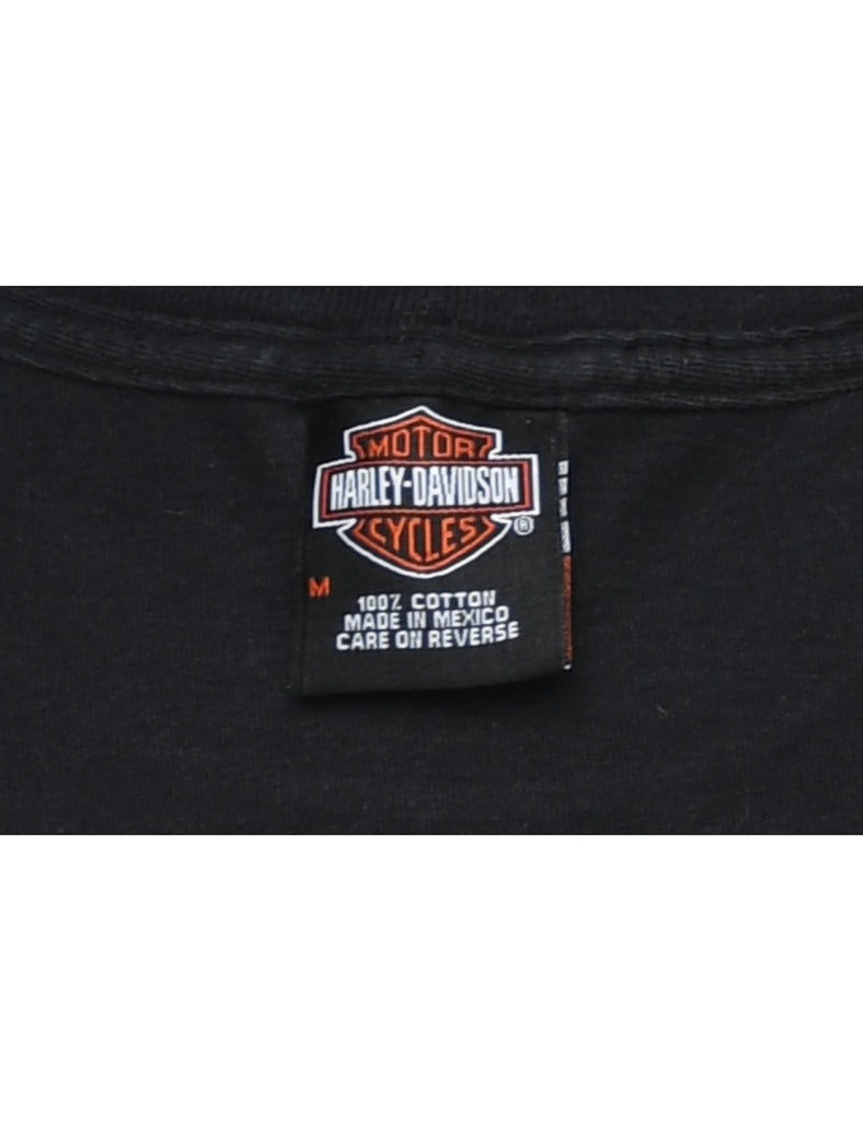 Harley Davidson Printed Black & Light Brown T-shirt - M