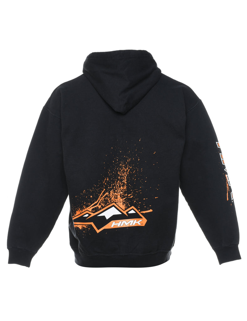 HMK Zip-Front Black & Orange Printed Hoodie - M