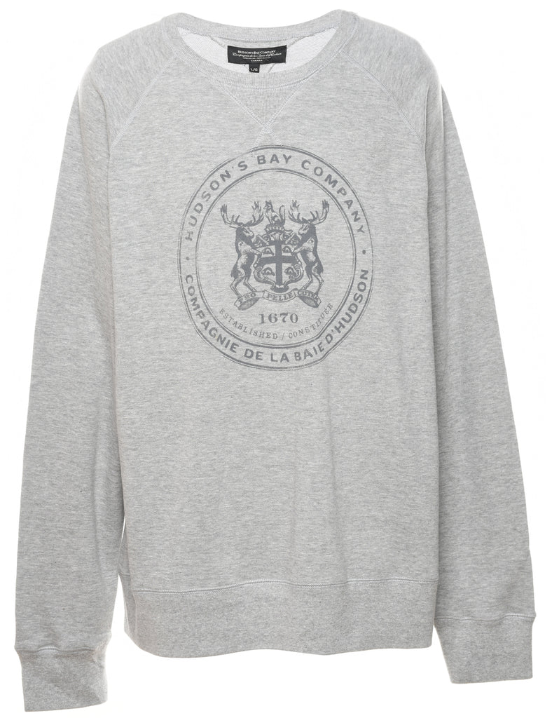 Hudson Bay Marl Grey Printed Sweatshirt - L