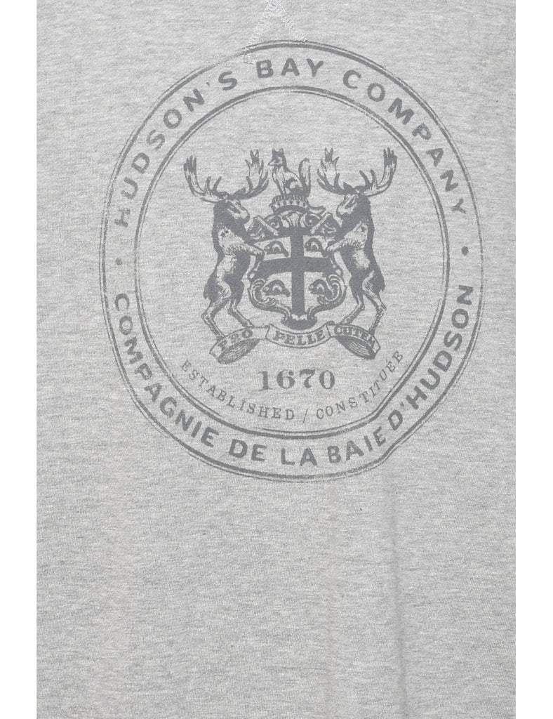 Hudson Bay Marl Grey Printed Sweatshirt - L