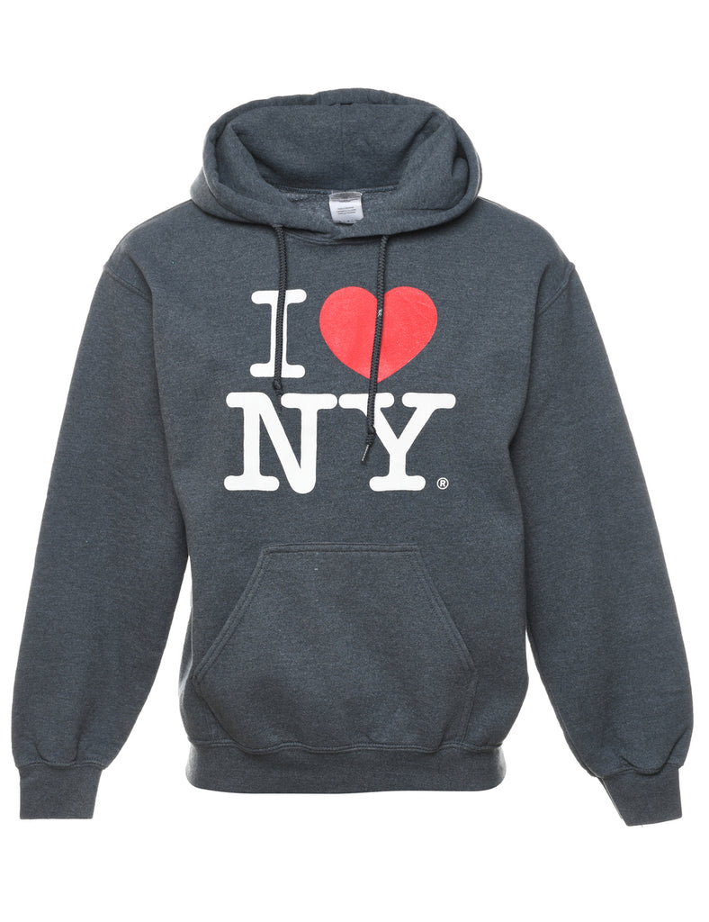 I Love NY Printed Grey Hoodie - S