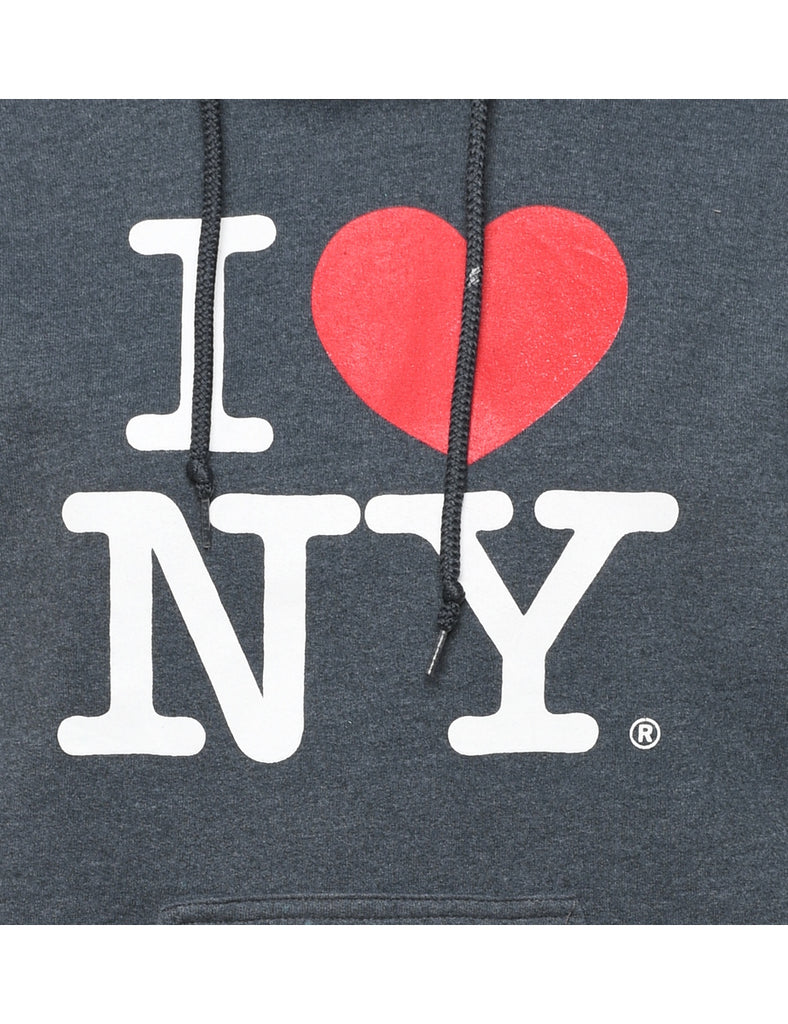 I Love NY Printed Grey Hoodie - S