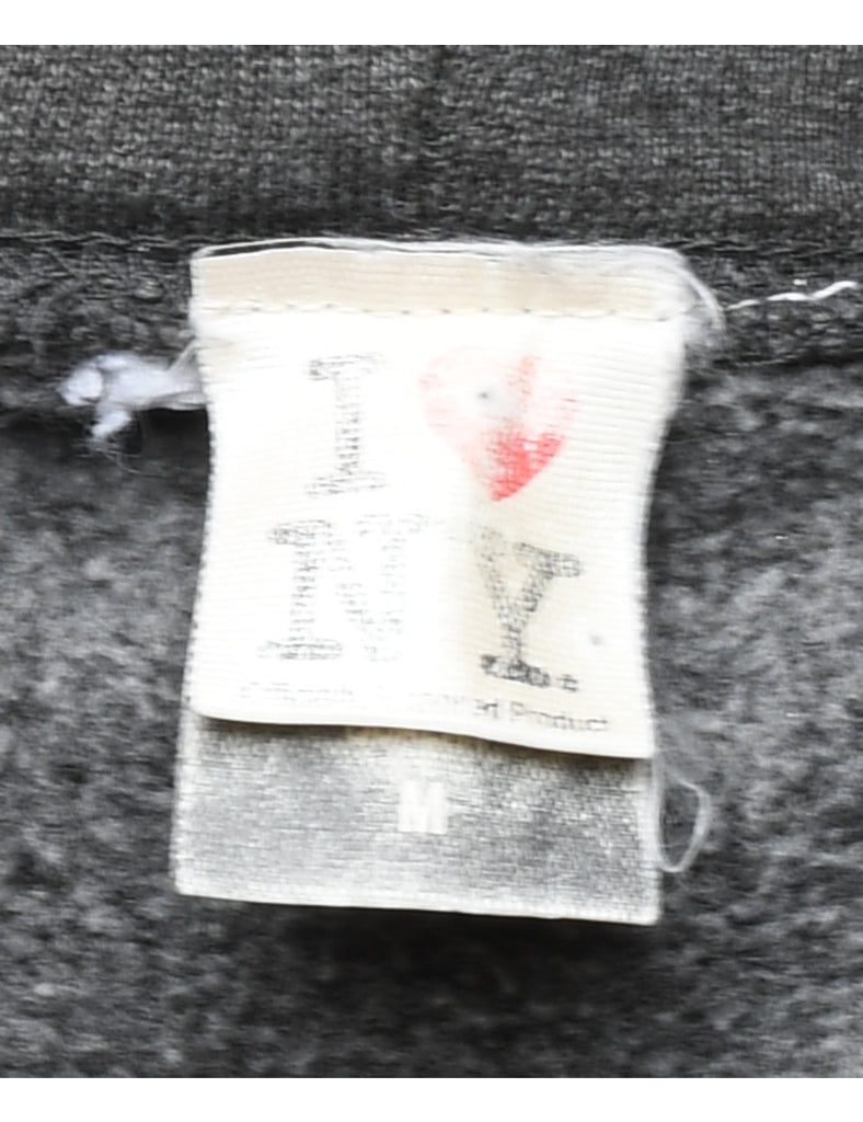 I love NY Printed Grey Hoodie - M
