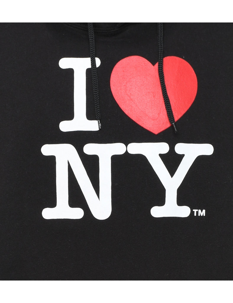 I Love NY Red & Black Printed Hoodie - M
