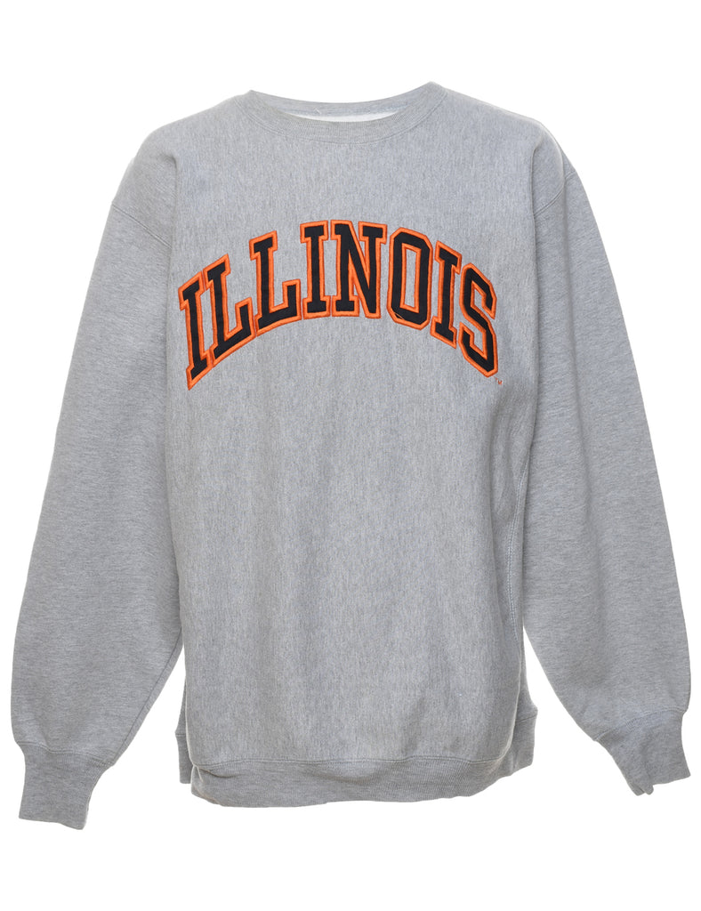 Illinois Grey & Orange Embroidered Sweatshirt - XL