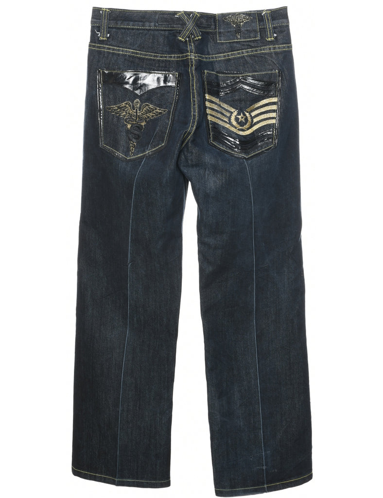 Indigo Straight Fit Jeans - W34 L32