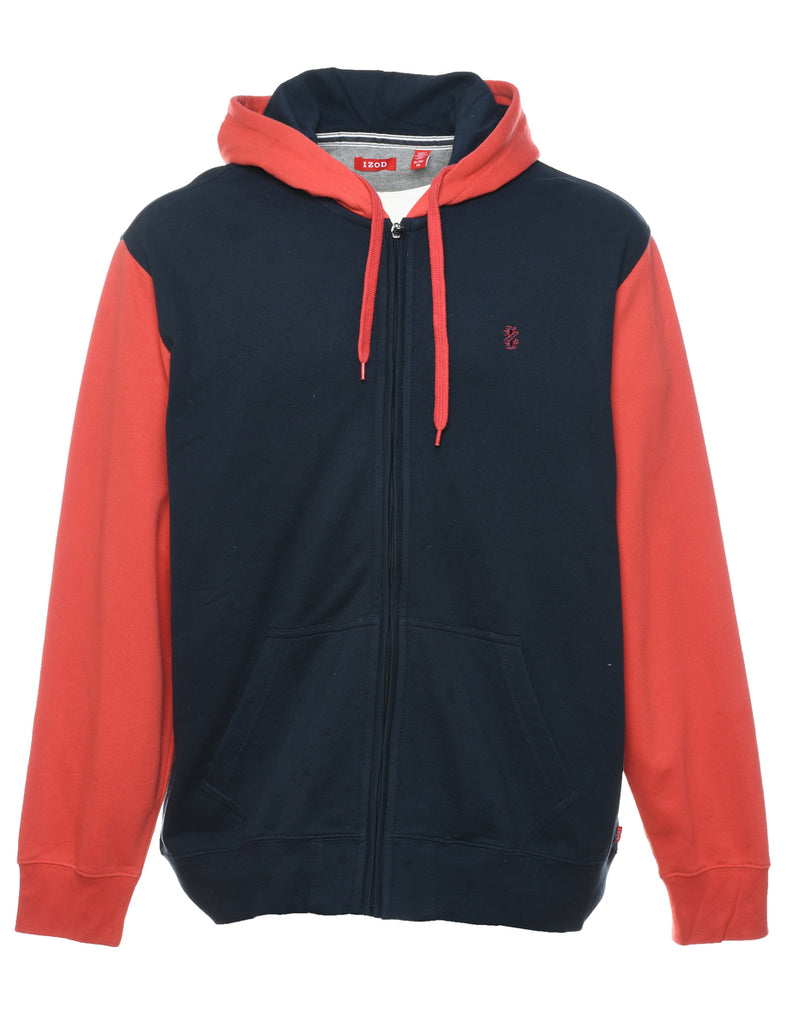 Izod Hooded Navy & Red Contrast Sweatshirt - XL