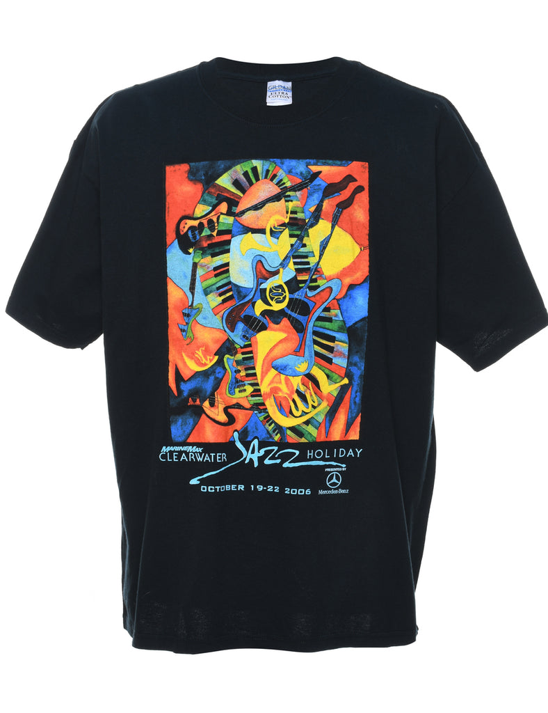 Jazz Design Multi-Colour Printed T-Shirt - XL