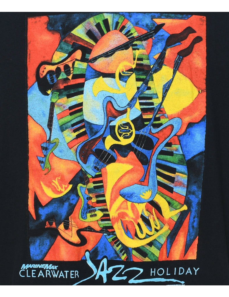 Jazz Design Multi-Colour Printed T-Shirt - XL