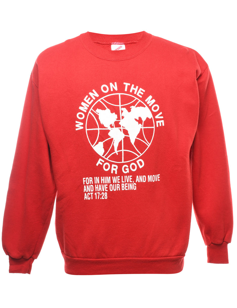 Jerzees Red Printed Sweatshirt - L